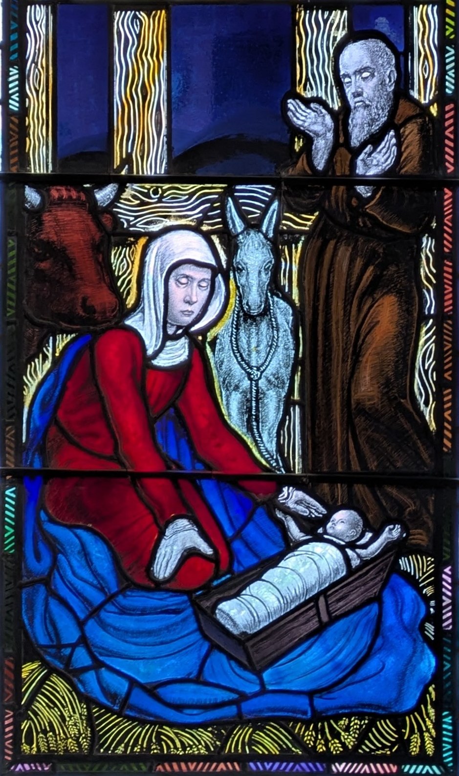 A detail from the Nativity window at St John the Evangelist Church, Cambridge